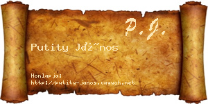 Putity János névjegykártya